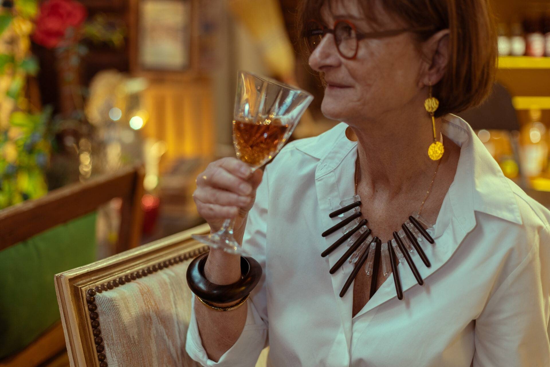 Collier cristal de roche ébène