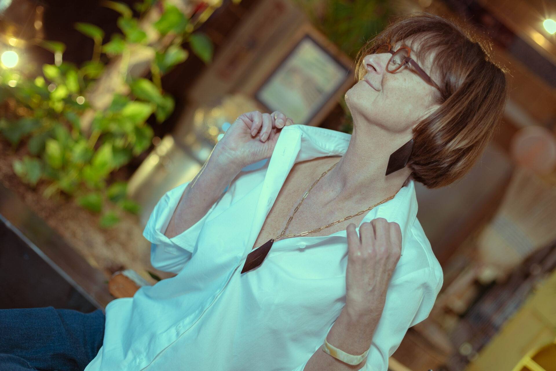 Pendentif losange d'ébène sur chaîne acier