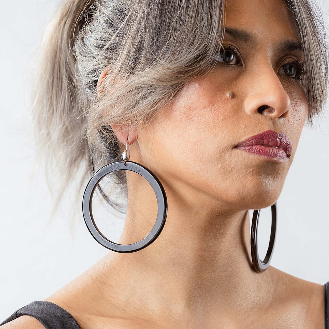 Boucles d'oreilles crochet argent corne CREOLE