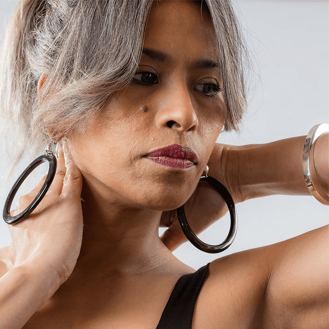 Boucles d'oreilles crochet argent corne CREOLE