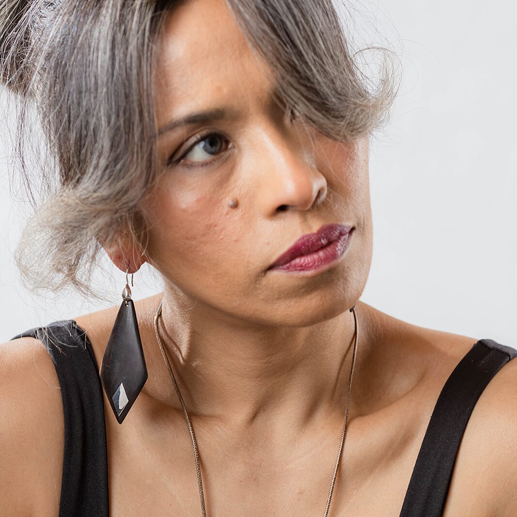 Boucles d'oreilles ébène argent avec crochet