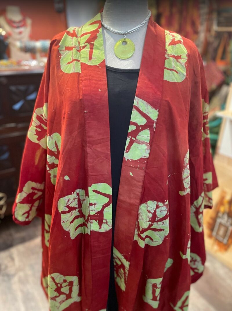 KIMONO - taille unique - unisexe - rouge et anis