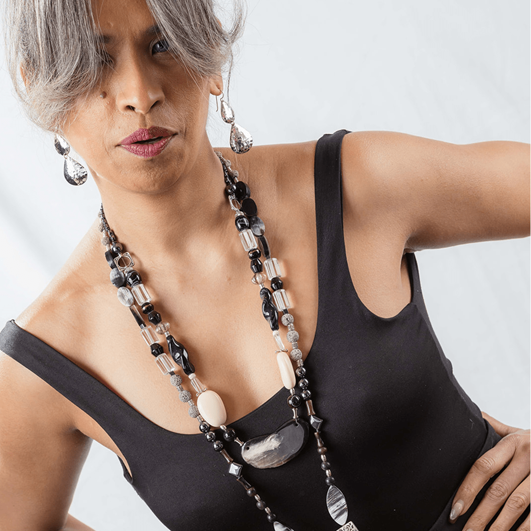 Sautoir corne agate ivoire 2 en 1 AGATA